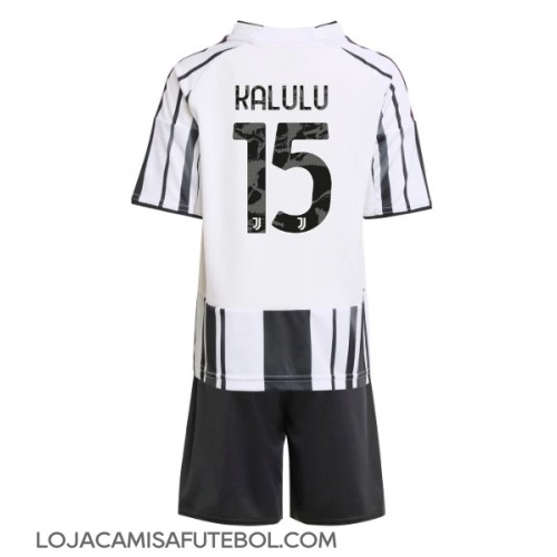Camisa de Futebol Juventus Pierre Kalulu #15 Equipamento Principal Infantil 2025-26 Manga Curta (+ Calças curtas)